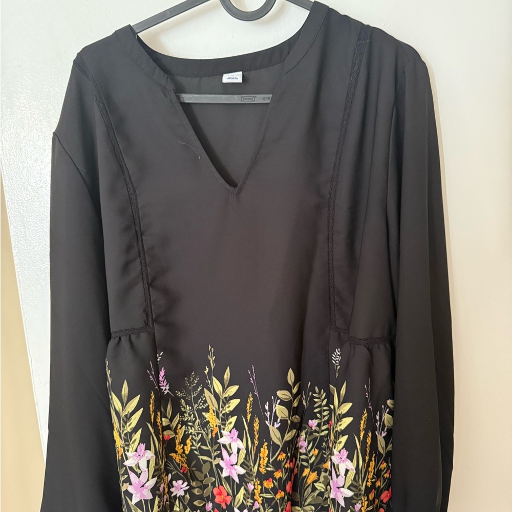 Old Navy Black Dress with Floral Accents